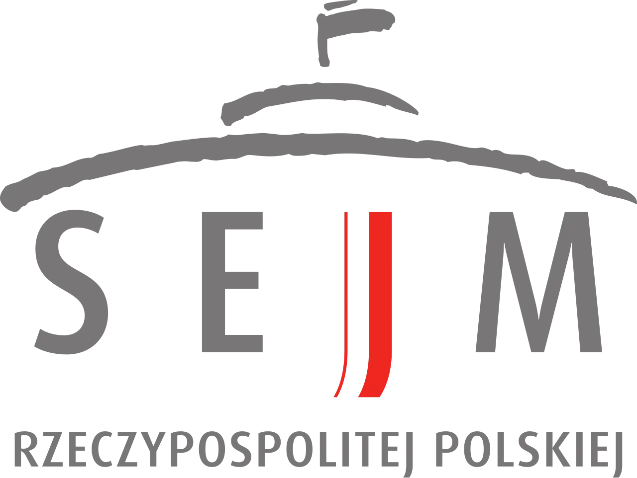 Logo Sejmu Rzeczypospolitej Polskiej z napisem "SEJM" i stylizowanym budynkiem.