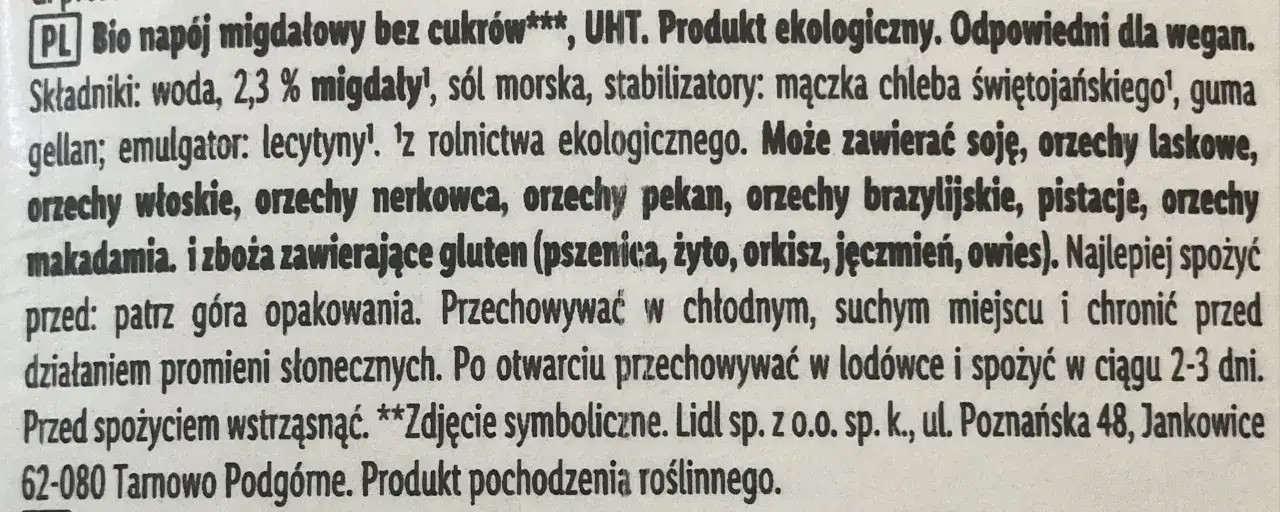 Napój migdałowy Lidl - aktualne informacje, skład i porady dotyczące alternatyw