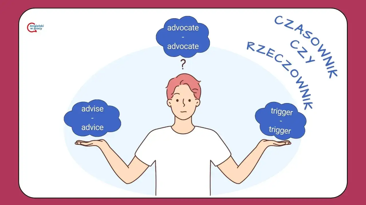 Chłopak zastanawia się nad różnicami między "advise" i "advice", "advocate" i "advocate", "trigger" i "trigger". Pomaga to zrozumieć interpunkcję po angielsku.