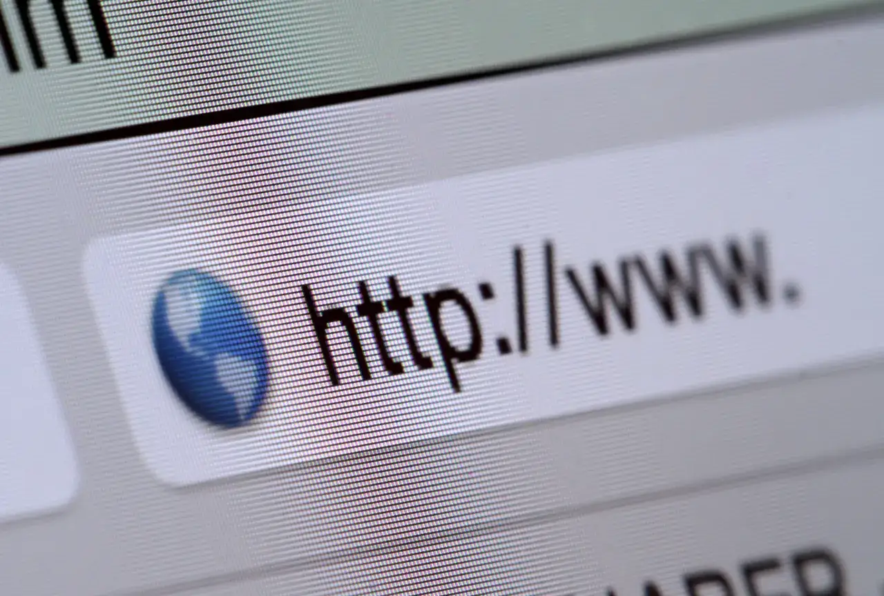 Zbliżenie na pasek adresu przeglądarki z tekstem "http://www." i ikoną globu.