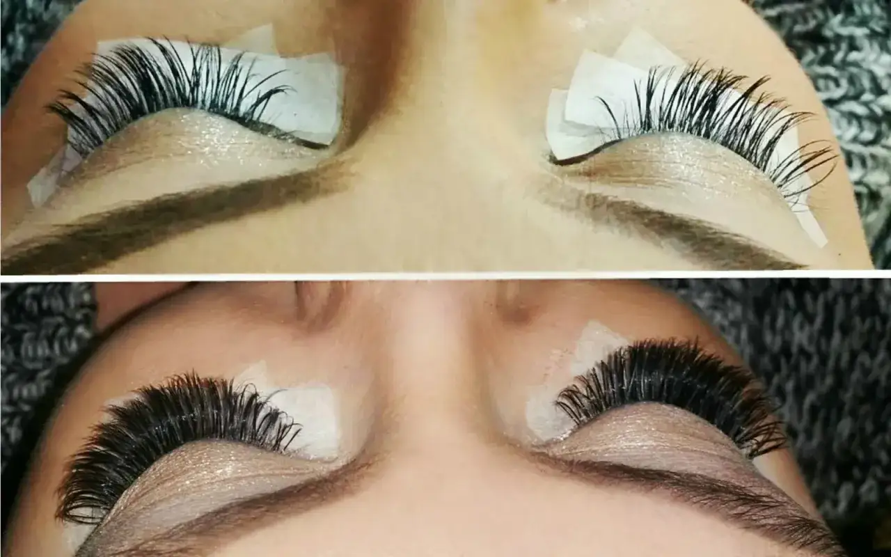 Przed i po: naturalne rzęsy vs. objętość 2D. Zastanawiasz się, ile trwa sciagniecie rzes? To zależy od metody, ale efekt jest wart czekania!