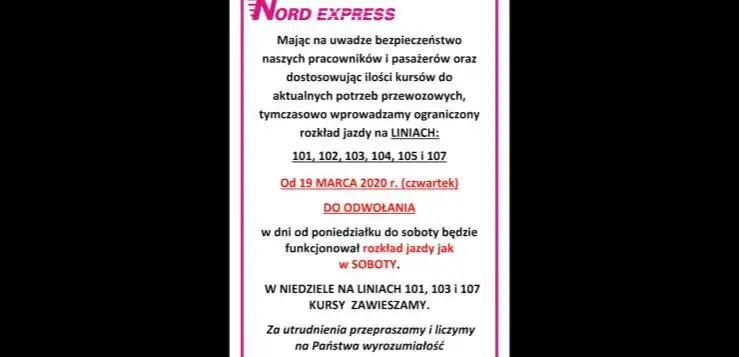 Rozkład jazdy nord 105 – sprawdź godziny odjazdów i zmiany w trasie