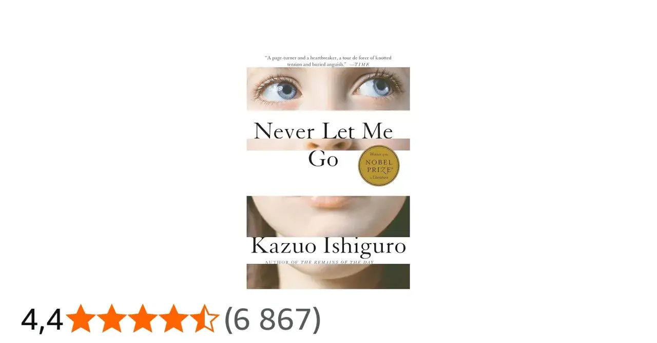 Okładka książki "Never Let Me Go" Kazuo Ishiguro, uznawanej za jego najlepszą książkę. Nagroda Nobla w dziedzinie literatury.