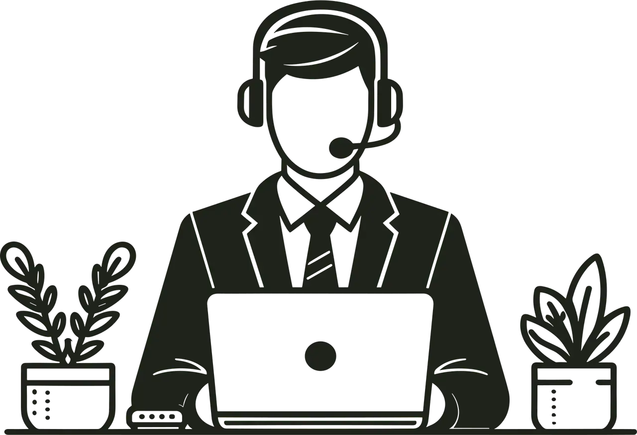 Pracownik hotelu w słuchawkach z mikrofonem przed laptopem. Zastanawiasz się, ile zarabia się w hotelu?