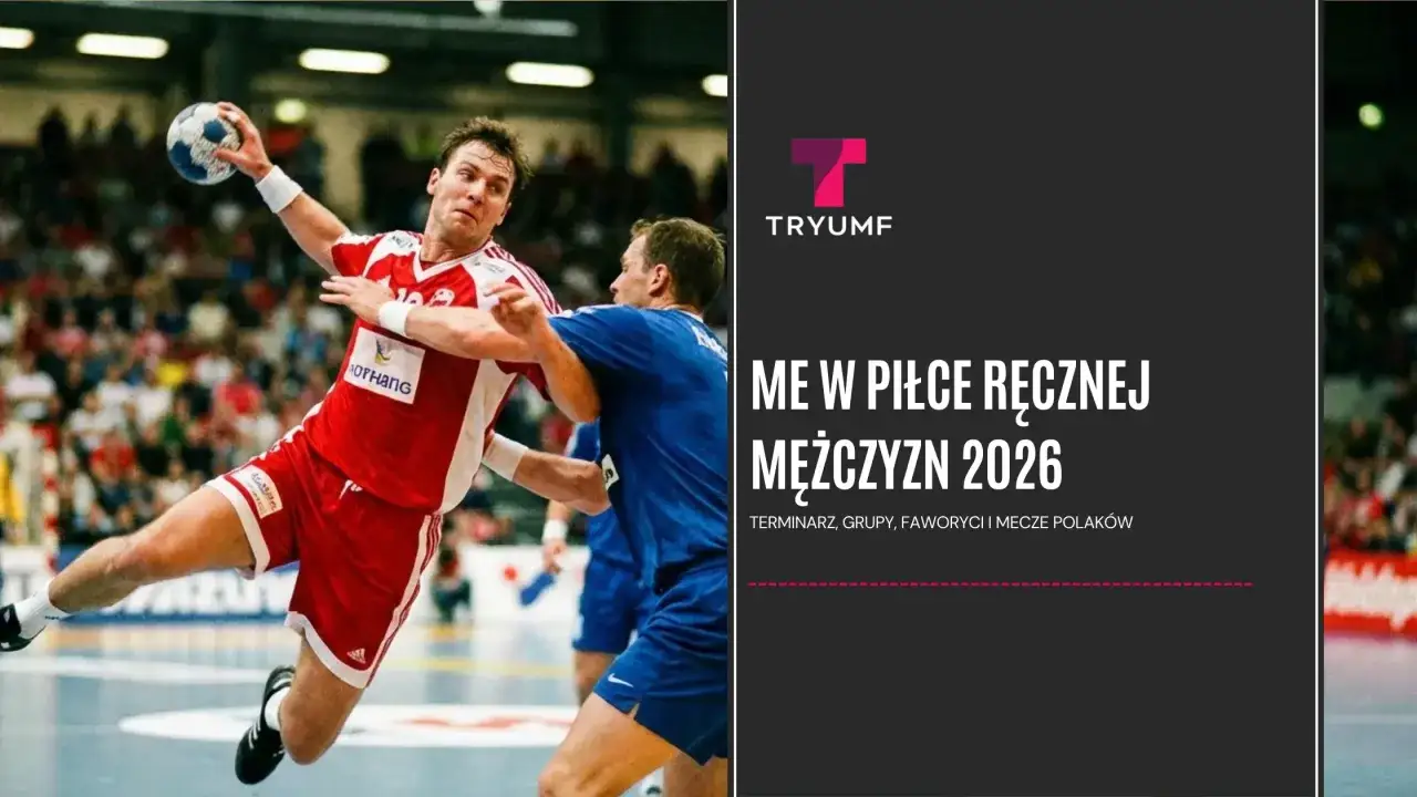 Piłkarz ręczny w skoku rzuca piłkę. Zapowiedź ME w piłce ręcznej mężczyzn 2026.