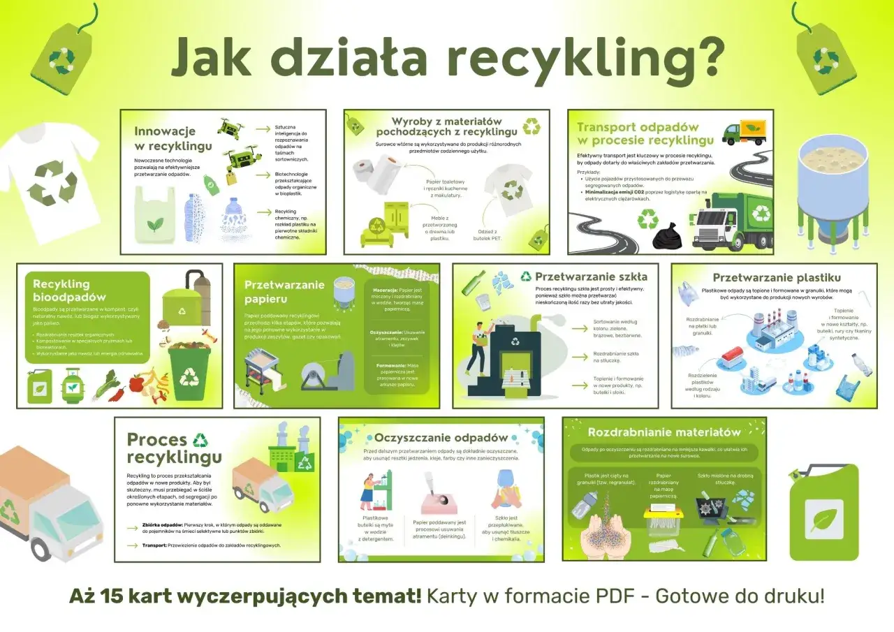 Recykling: Karty pracy PDF i kreatywne zajęcia dla dzieci