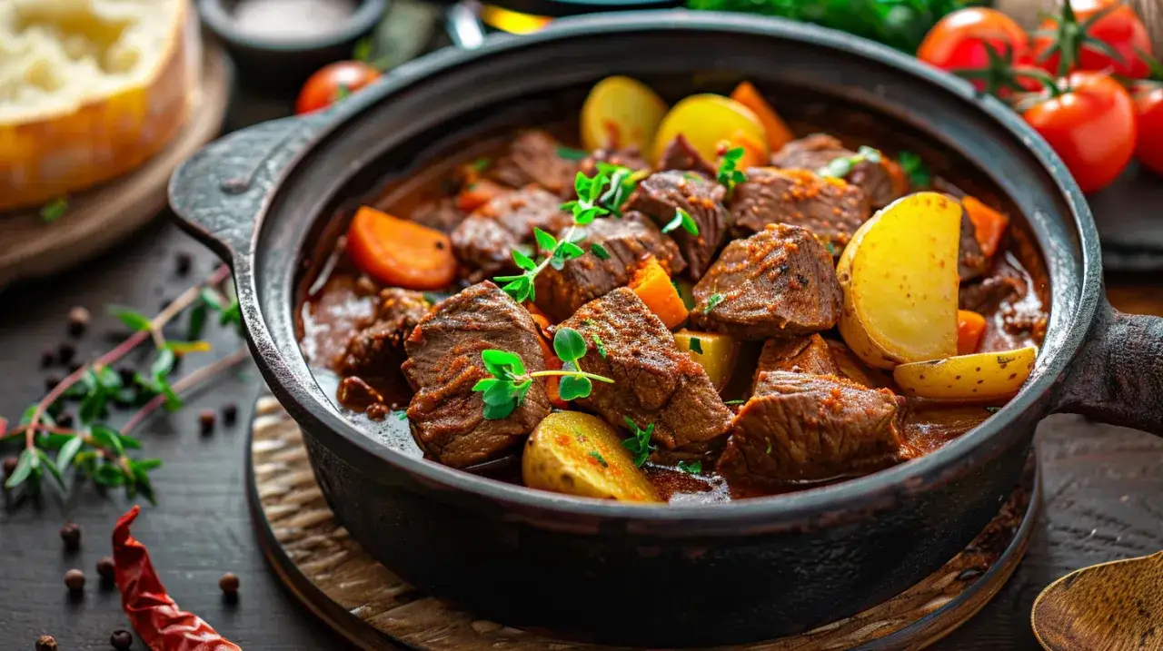 Gulaszowa z kociołka z wołowiną, ziemniakami i warzywami