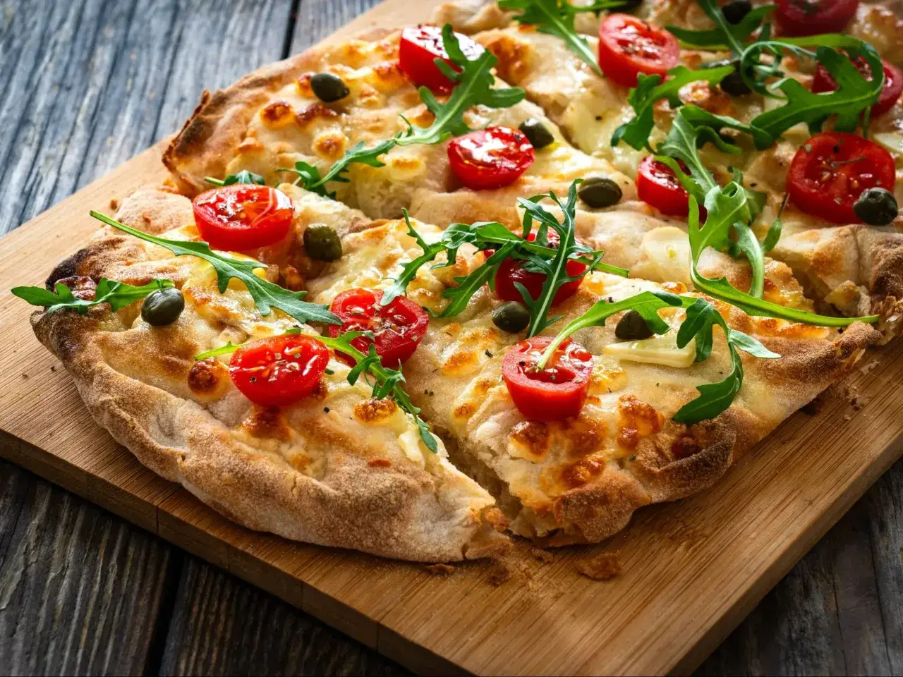 Pyszna pinsa z pomidorkami, rukolą i serem. Idealny przepis na pinsę, który zachwyci każdego.