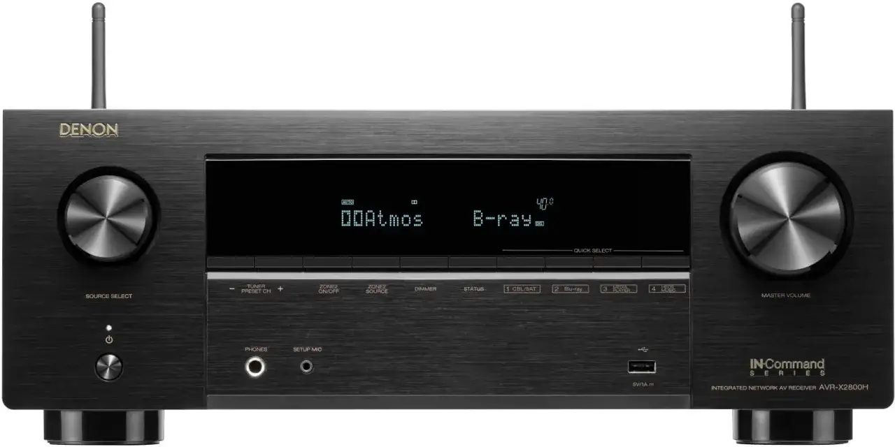 Amplituner Denon AVR-X2800H z obsługą Dolby Atmos i Blu-ray. Wybór między Denon a Yamaha to kluczowa decyzja dla audiofila.