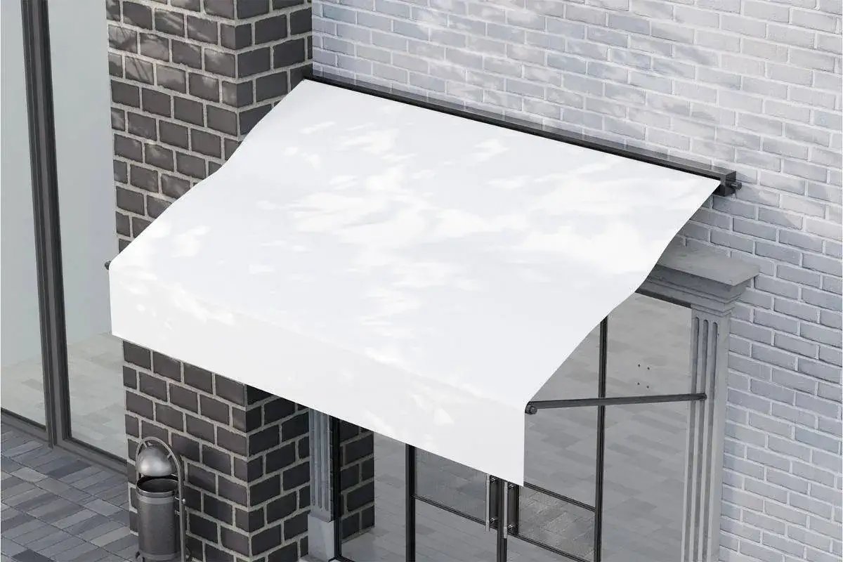 Biały daszek nad drzwiami, idealny do ochrony przed słońcem i deszczem. Dowiedz się, jak zrobić daszek nad drzwi.