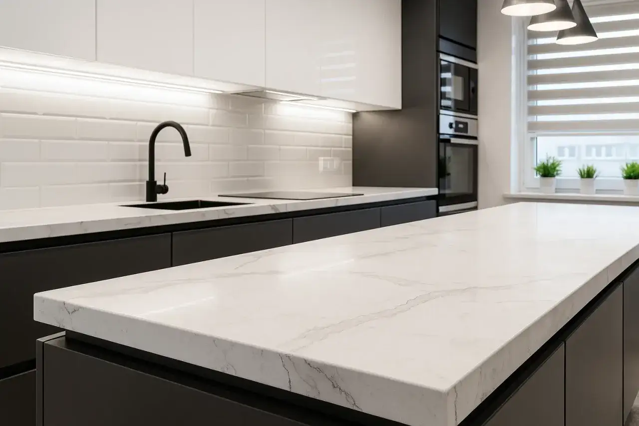 Blat z konglomeratu na wymiar: Wybór, cena, montaż i pielęgnacja