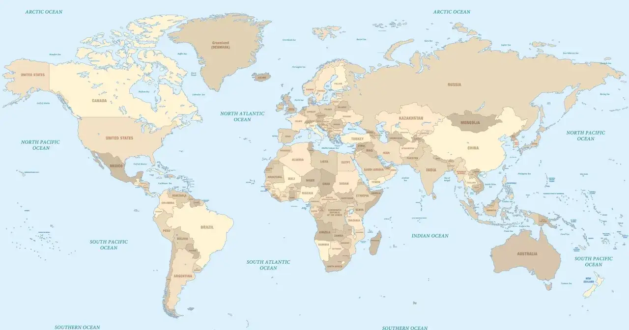 Mapa świata z zaznaczonymi państwami. Ile jest państw na świecie? Ta mapa pokazuje ich rozmieszczenie.