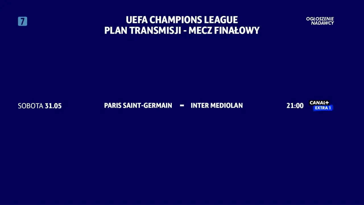 Finał Ligi Mistrzów: Paris Saint-Germain vs Inter Mediolan, sobota 31.05 o 21:00 na Canal+ Extra 1.