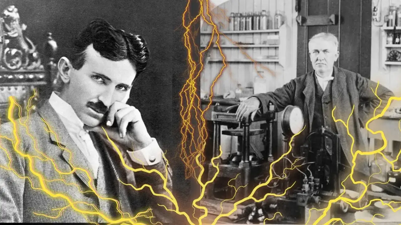 Nikola Tesla i Thomas Edison, dwaj giganci elektryczności, w starciu o to, kto wymyślił prąd stały.