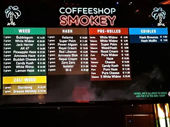 Menu Coffee Shop Amsterdam: różnorodność dostępnych produktów