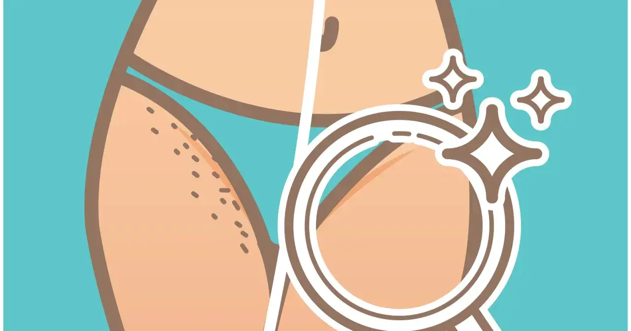 Ilustracja przedstawia fragment ciała z widocznymi włoskami i lupą powiększającą gładką skórę.