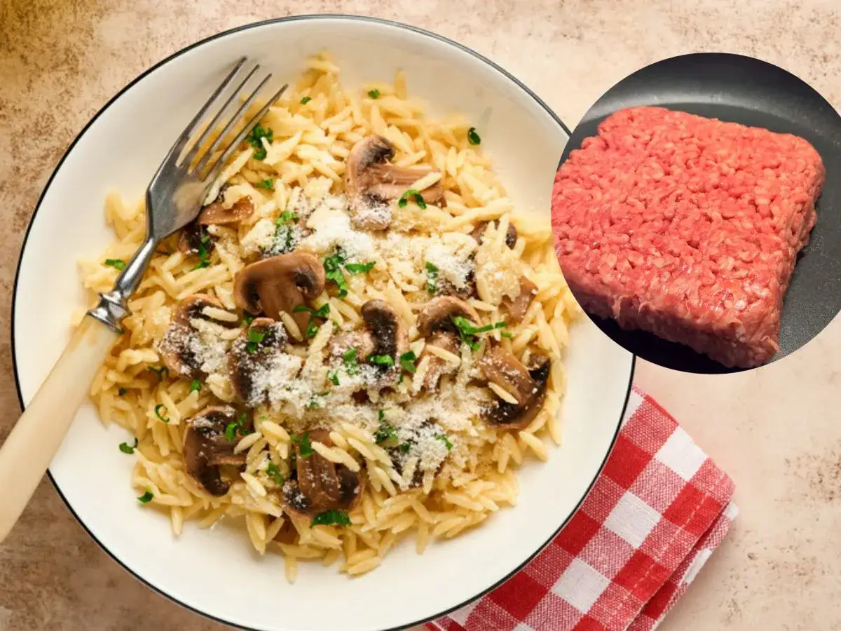 Makaron z grzybami i parmezanem, obok surowe mięso mielone. Zastanawiasz się, jakie przyprawy do mięsa mielonego wybrać, by danie było pyszne?