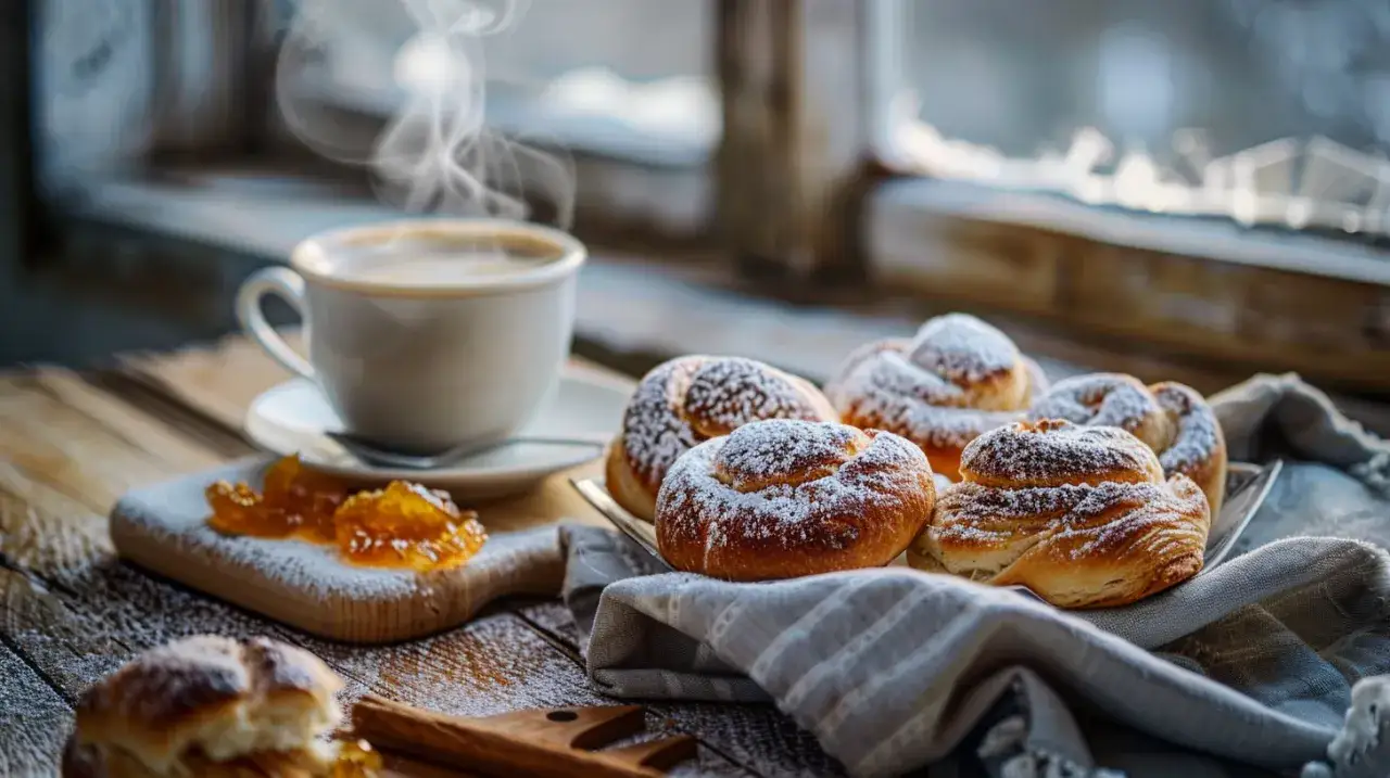 Rogaliki drożdżowe z marmoladą i kruszonką cynamonową