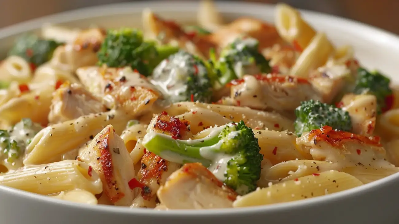 Makaron penne z kurczakiem i brokułami - Klasyczne włoskie danie 