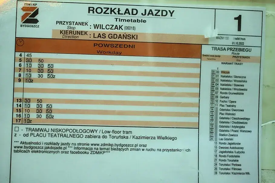 Aktualny rozkład jazdy autobusów miejskich w Bydgoszczy - zmiany i linie