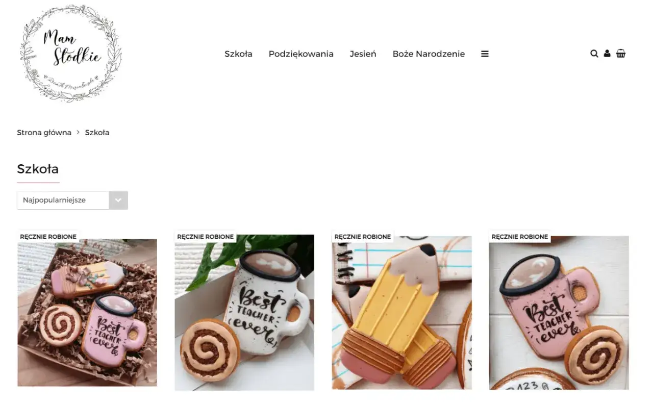 Ręcznie robione pierniczki w kształcie kubka z napisem "Best Teacher Ever" i ciasteczka w kształcie kredy. Świetny pomysł na biznes dla kobiety.