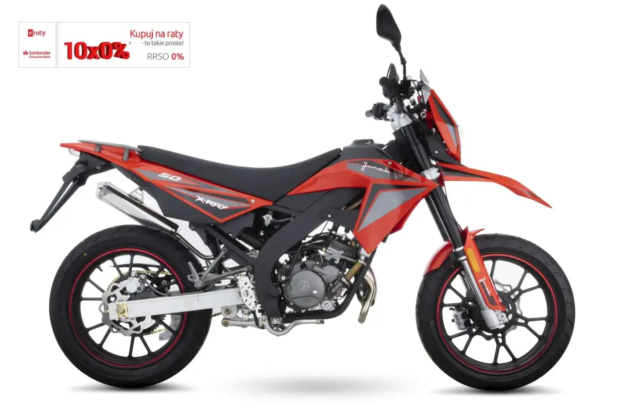 Czerwony Junak X-Ray 50 z czarnymi akcentami, idealny na raty 10x0%.