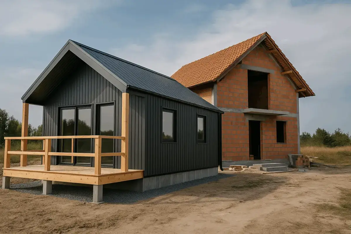 Nowoczesny dom modułowy obok budowy tradycyjnej. Czy dom modułowy jest tańszy?