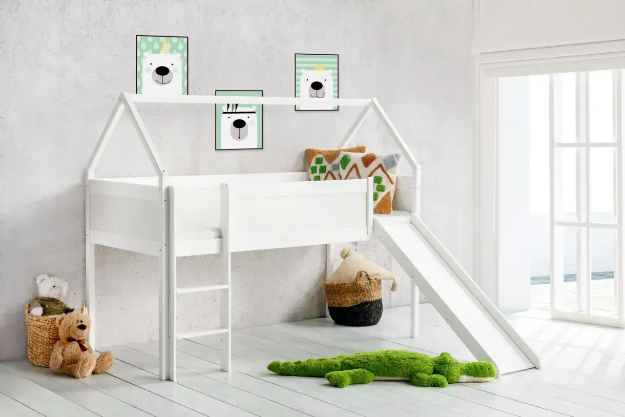  Łóżko piętrowe dla dzieci ze zjeżdżalnią - Kup bezpiecznie i tanio