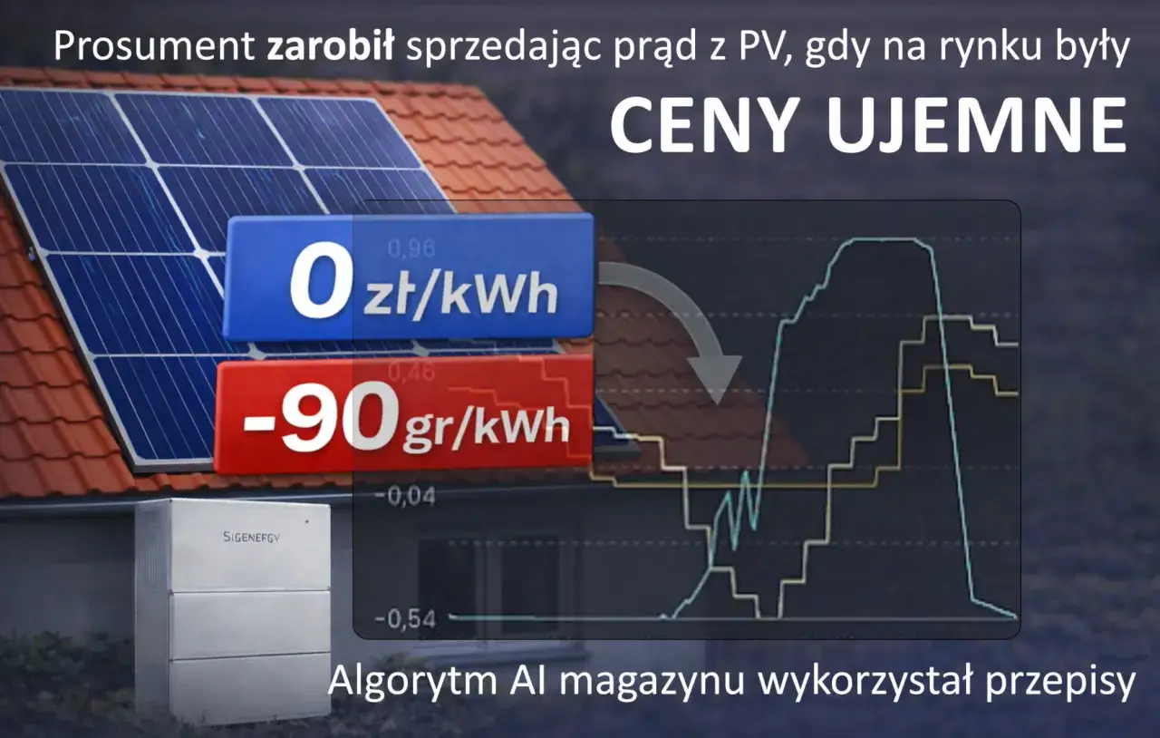 Panele PV na dachu, magazyn energii i wykresy cen prądu. Prosumenci zarabiają na energii słonecznej, nawet gdy ceny są ujemne.