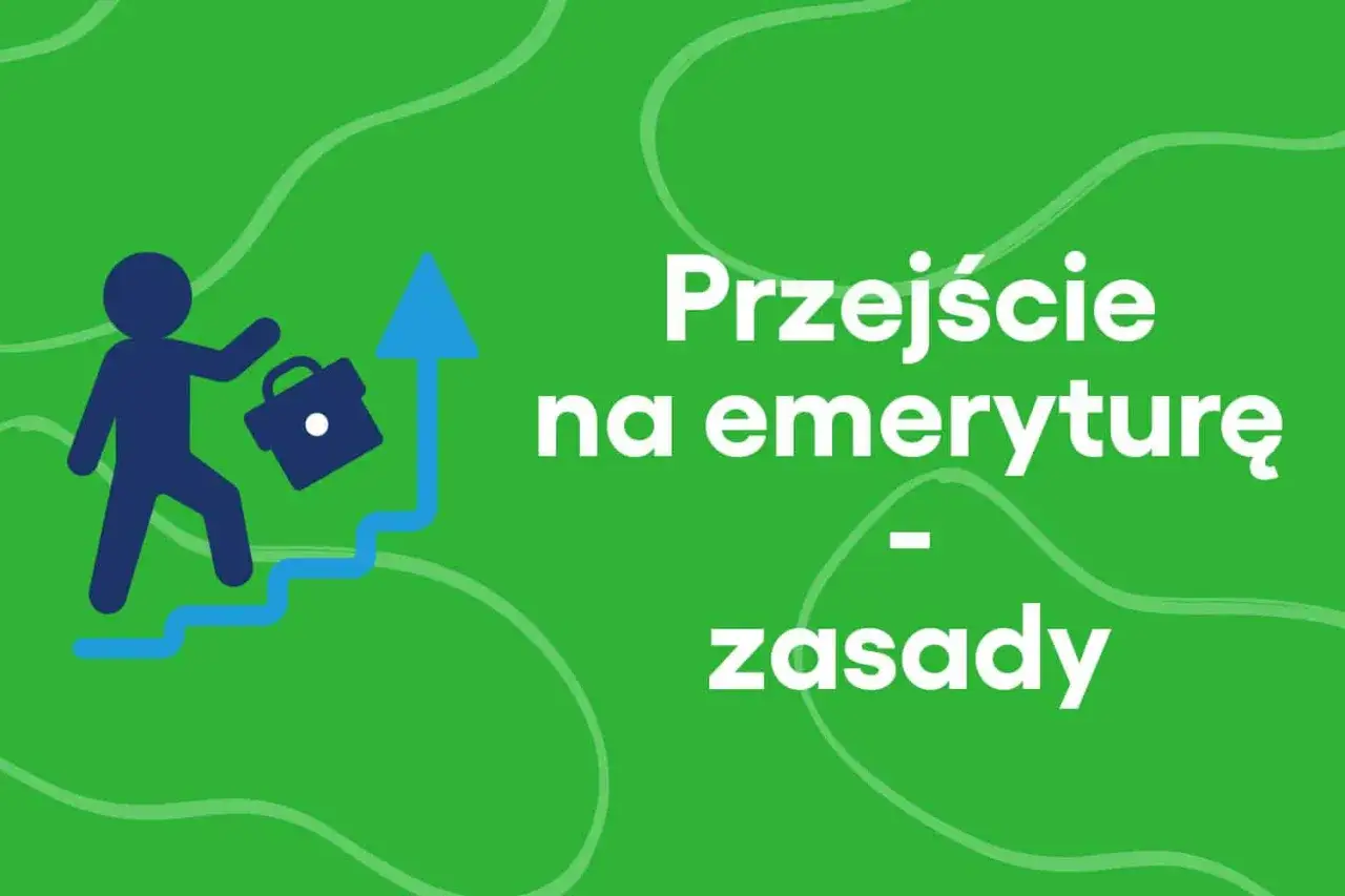 Przejście na emeryturę - zasady. Czy emeryta obowiązuje okres wypowiedzenia? Ikona osoby z teczką i rosnąca drabina.