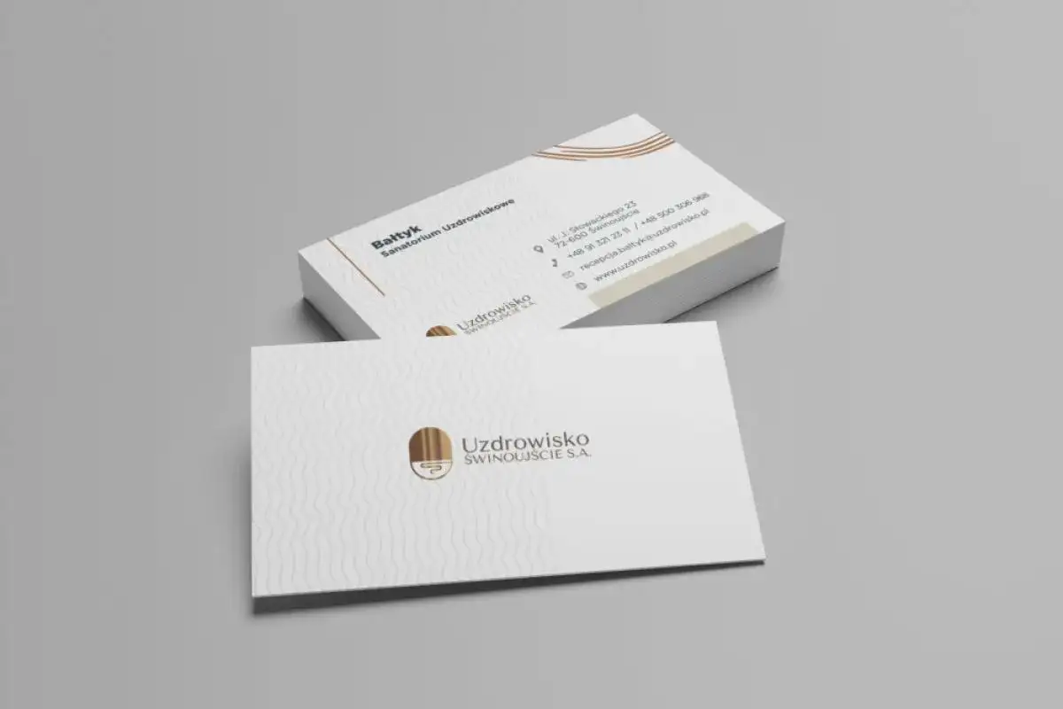Eleganckie wizytówki Sanatorium Bałtyk i Uzdrowisko Świnoujście. Dowiedz się, jak zrobić wizytówkę, która zrobi wrażenie.