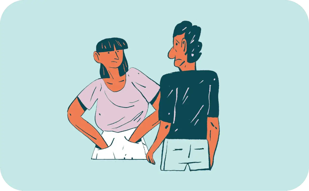 Para, która stoi odwrócona do siebie, zastanawia się, jak zakończyć związek.