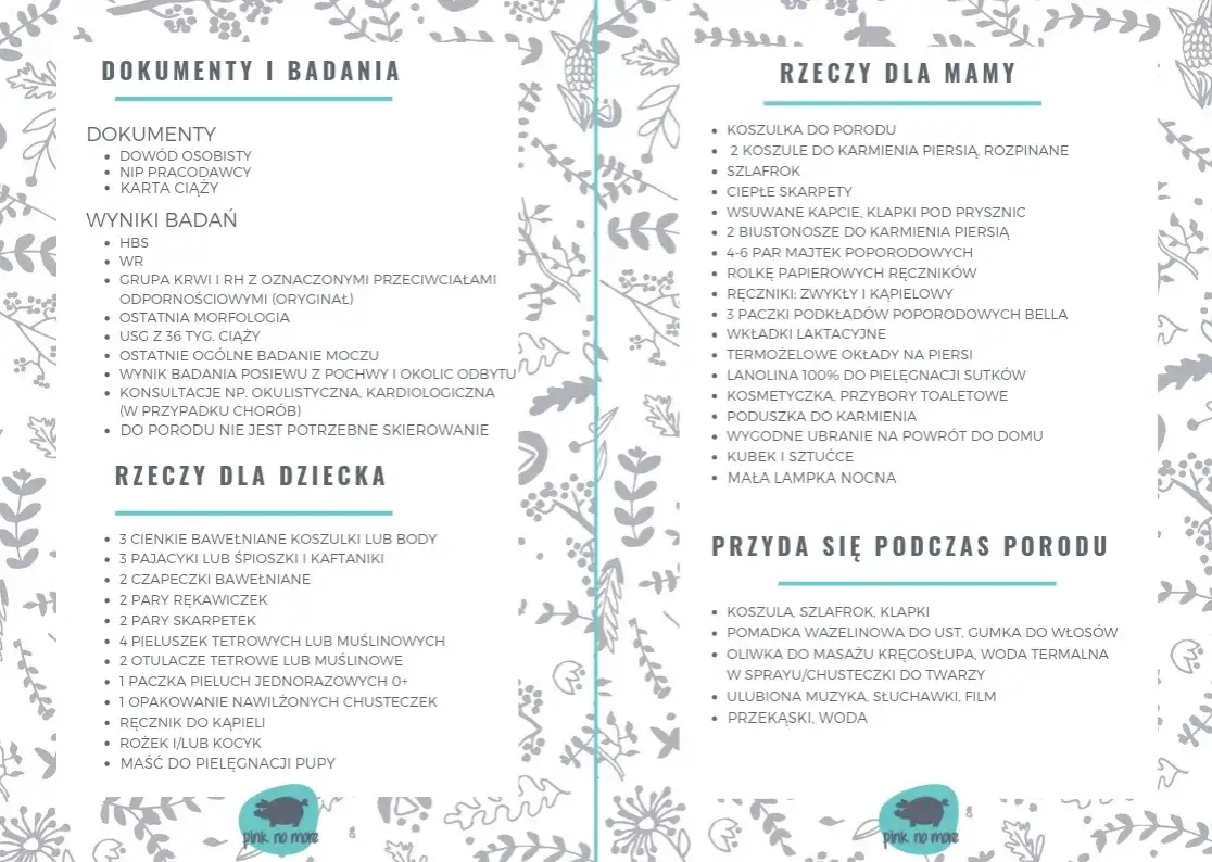 Torba do szpitala: lista rzeczy na poród i dla noworodka