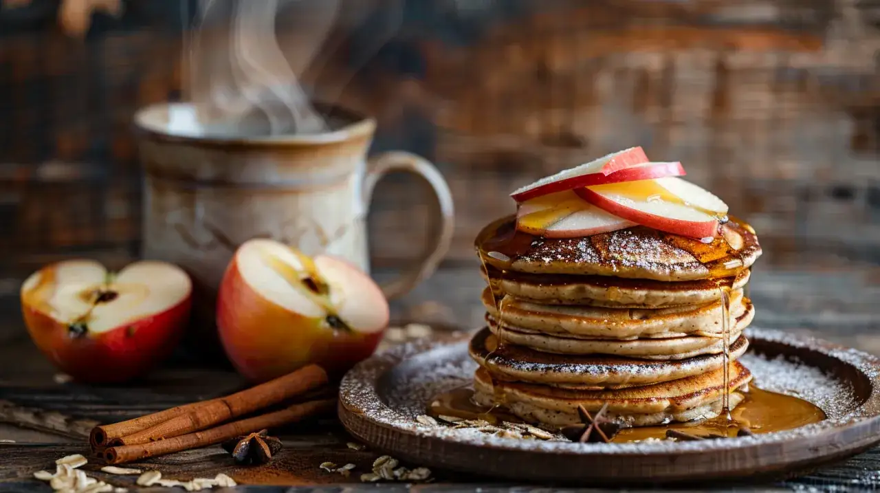 Placki owsiane z jabłkiem, cynamonem i miodem