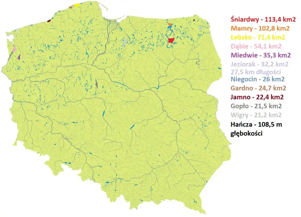 Największe jeziora nadbałtyckie w Polsce: mapa i kompletny opis atrakcji