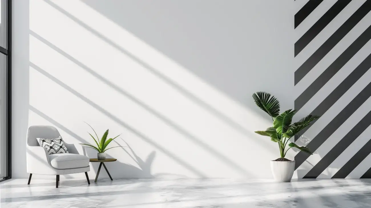 Paski na ścianie w salonie - geometryczny akcent wnętrza