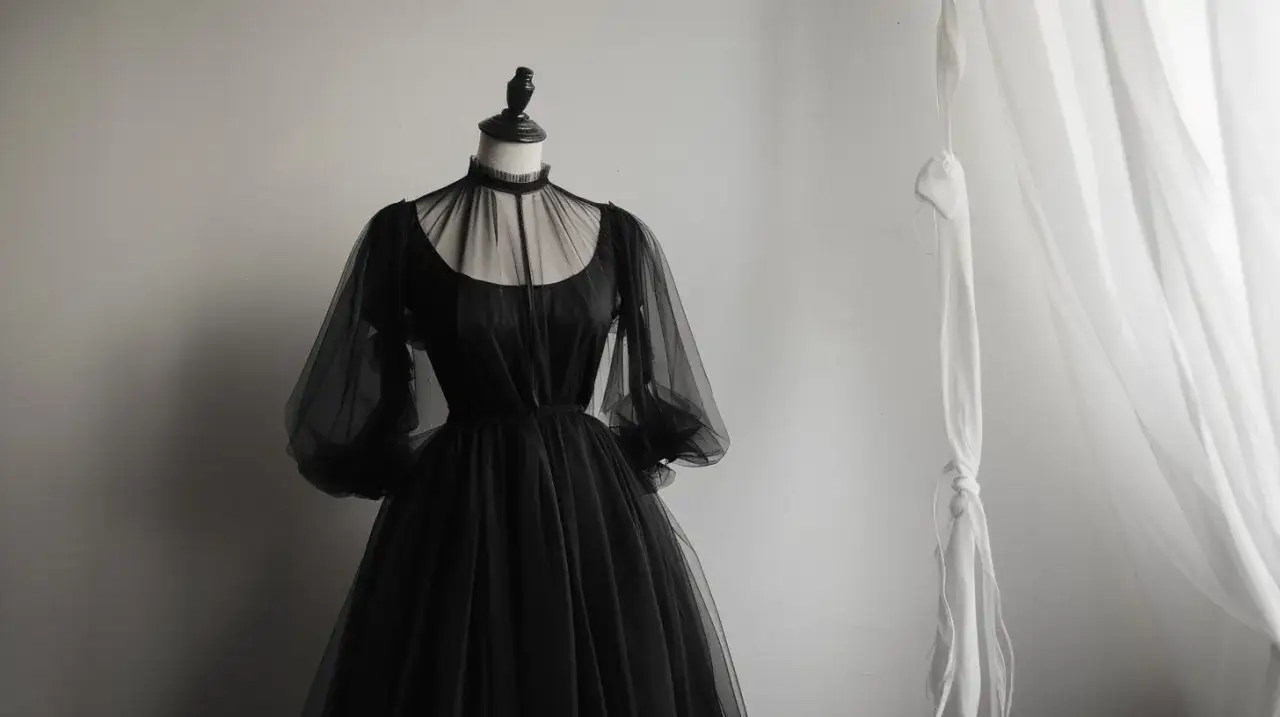 Czarna sukienka z tiulowymi rękawami: wyjątkowa magia kontrastu?