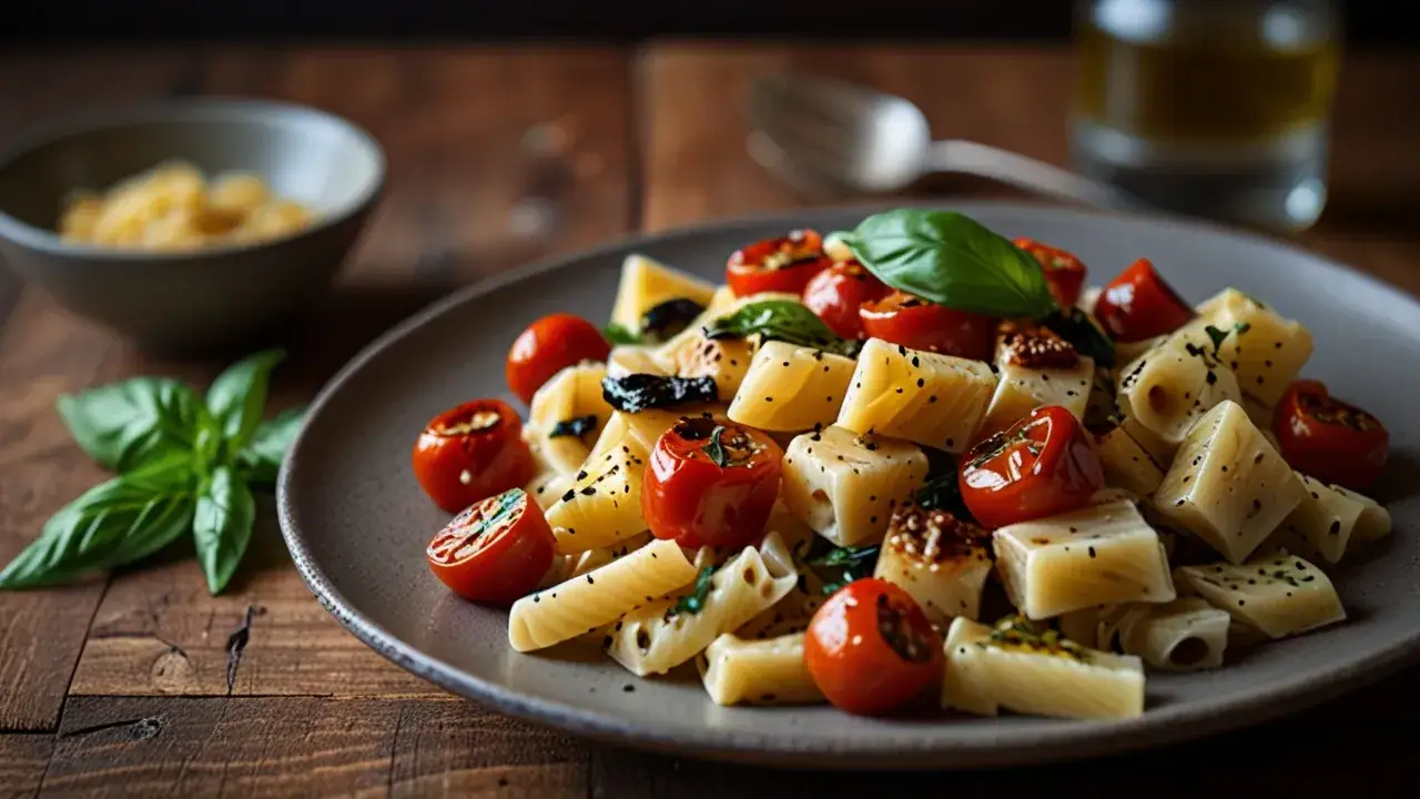 Makaron z halloumi i suszonymi pomidorami: Przepis na pyszne danie