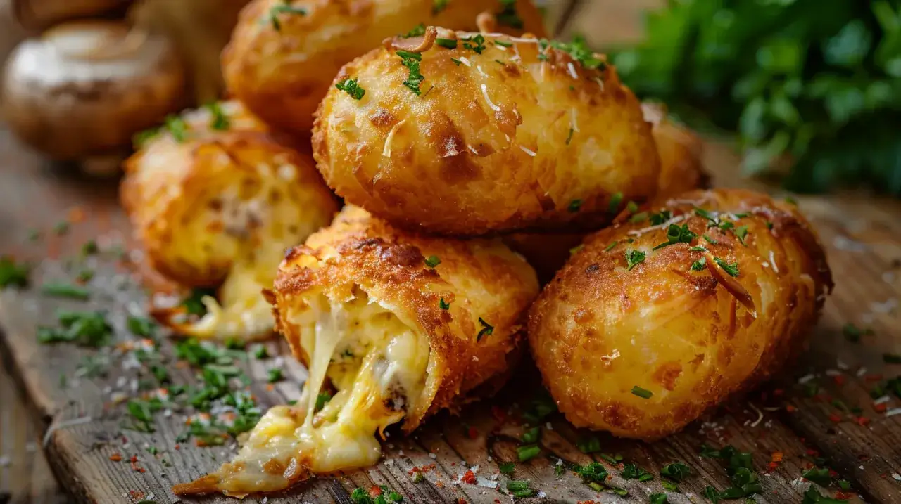 Krokiety z mozzarellą, pieczarkami i francuskim ciastem: Sycący obiad