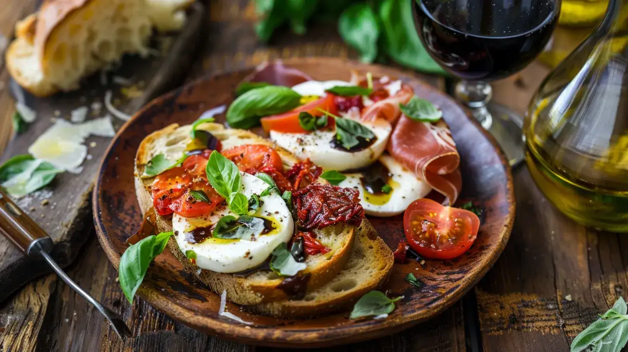 Devolay z suszonymi pomidorami, mozzarellą, bazylią i szynką