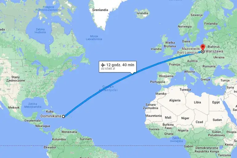 Ile dokładnie trwa lot z Warszawy do Dominikany? Sprawdź czas podróży!