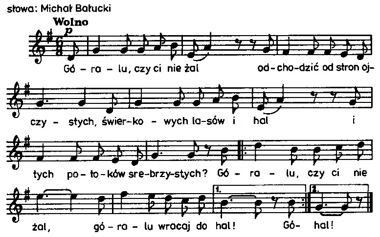 Nuty do góralu czy ci nie żal - poznaj piękno tej piosenki