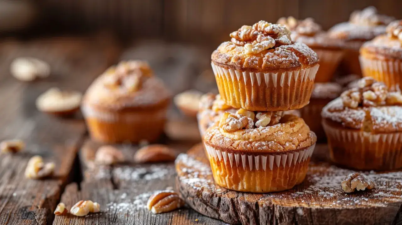 Kruche babeczki z kajmakowym nadzieniem, orzechami i karmelem