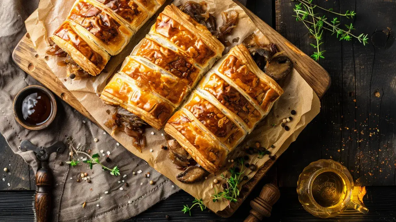 Kruche paszteciki z mięsem wieprzowym, kapustą i grzybami