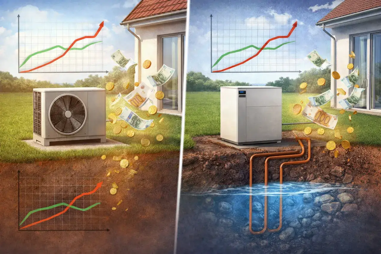 Pompa ciepła powietrze-woda vs grunt-woda – porównanie kosztów i wydajności w 2026 roku?