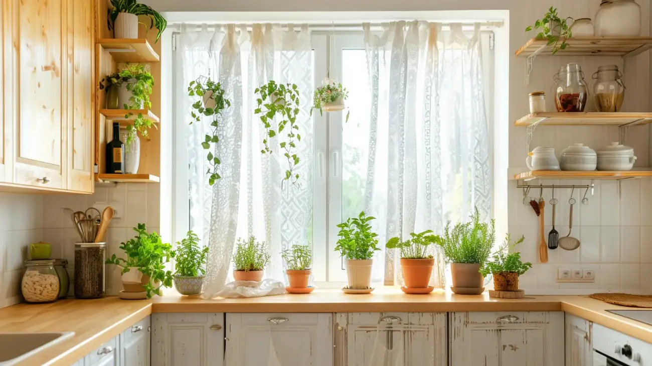 15 pięknych i praktycznych modeli firanek do kuchni