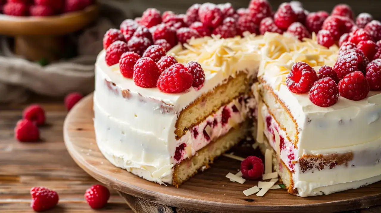 Desery z białą czekoladą, malinami i lekkim kremem jogurtowym