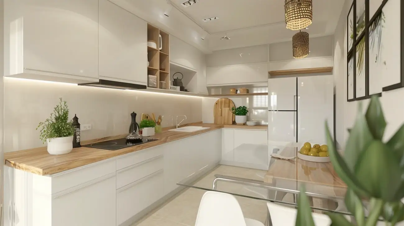 Nowoczesna jadalnia z kuchnią - otwarta przestrzeń w domu