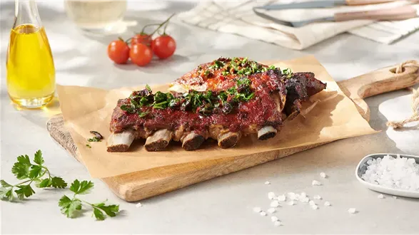 Żeberka z grilla w glazurze śliwkowo-pomidorowej