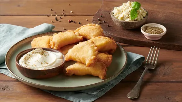 Smażone pierogi z twarogiem, ziemniakami i kapustą